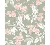 Rasch Schöner Wohnen Collection FLOWERS 366839 - Carta da parati fotografica con motivo floreale in verde, 3 m x 2,65 m