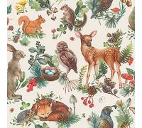 Rasch Tapete 300321 - Carta da parati in tessuto non tessuto chiaro con animali della foresta, stile vintage, 10,05 mx 0,53 m (L x P)