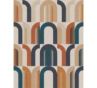 Rasch Tapete 363937 - Carta da parati fotografica in tessuto non tessuto con motivo geometrico ad arco in blu, beige e rosso della collezione Magicwalls, 2,65 m x 2,12 m (lunghezza x larghezza)