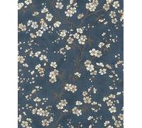 Rasch Tapete 456738 - Carta da parati in tessuto non tessuto con piccoli fiori di ciliegio in bianco e beige, 10,05 m x 0,53 m (lunghezza x larghezza)