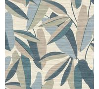 Rasch Tapeten 866346 - Carta da parati in tessuto non tessuto con foglie, blu, verde, beige e marrone, della collezione Symphony, 10,05 m x 0,53 m (lunghezza x larghezza)