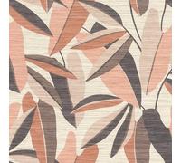 Rasch Tapeten 866353 - Carta da parati in tessuto non tessuto con foglie in arancione, marrone e beige della collezione Symphony, 10,05 m x 0,53 m (lunghezza x larghezza)