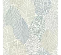 Rasch Tapeten 867114 - Carta da parati in tessuto non tessuto con foglie in blu e verde, collezione Symphony, 10,05 m x 0,53 m (lunghezza x larghezza)