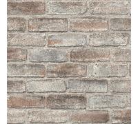 Rasch Tapeten 869002 - Carta da parati in tessuto non tessuto con effetto mattoni in grigio e marrone della collezione Symphony, 10,05 m x 0,53 m (lunghezza x larghezza)