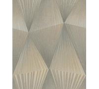 Rasch Tesa Cairo 370706 - Carta da parati autoadesiva con motivo geometrico 3D in grigio e oro.