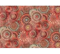 Rasch Wallpaper 363012 - Carta da parati fotografica su tessuto non tessuto con cerchi floreali in rosso, azzurro e bordeaux, collezione Magicwalls, 3,00 m x 4,24 m (lunghezza x larghezza)