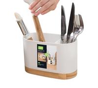 Raschiera per posate - organizzatore di stoccaggio cesto di scarico in legno con scatola vano | Scarico di posate facili da drenare | Porta lavello da cucina per il ristorante Cafe Uso