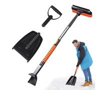 Raschietto da neve pala da neve per ingresso Kit scopa da neve | Pala pieghevole di grande capacità con manico ergonomico retrattile e impugnatura in schiuma, raschietto da neve pieghevole per auto,