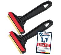 Raschietto ghiaccio Auto - facile, rapido & efficiente [ 2 pezzi ] - Raschiaghiaccio Auto lama in Ottone - Spatola per Ghiaccio Auto - Gratta ghiaccio - Murska di Finlandia - L&P A054-2 Nero Rosso