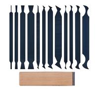 Raschietto per armadietti, con 12 raschietti per armadietti, set di raschietti multiforme, adatto per vari piccoli spazi e piccole attività (12 diverse carte raschiatore + 1 brunitore)