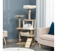 Raschietto per gatti albero PawHut con piattaforme amaca scala grotta 60x40x130