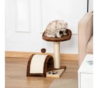 Raschietto per gatti PawHut tree 2 livelli con pannello antigraffio marrone palo