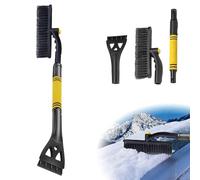 Raschietto per Ghiaccio Spazzola da Neve(3 in 1), Snow Brush Scraper di Ghiaccio per Auto Retrattile, Raschietti per Ghiaccio Parabrezza con Testa Girevole A 360° per Auto, Camion, SUV (nero)