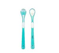 Raschietto per la pulizia della lingua con creste elastiche e spazzola morbida per rimuovere l'alito cattivo rimuove delicatamente senza danneggiare le papille gustative, pulisce indietro e massaggia