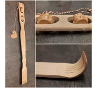 Raschietto Per Schiena "Helga" Di 46 Cm Con 2 Rulli Massaggianti In Legno