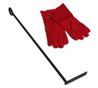 Raschietto rastrello cenere a L bruciatore a legna fuoco acciaio carbone barb...