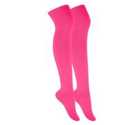 RASH ACCESSORIES Calzini sopra il ginocchio in microfibra di cotone da ragazza e donna, tinta unita, casual, perfetti per l'uso quotidiano, taglia 36-38, Fucsia, 4-6.5