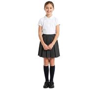 RASH ACCESSORIES Gonna per uniforme scolastica da ragazza, ritorno a scuola, UK, a pieghe, tonda, elastico in vita, età 2-16 anni, Grigio, 9-10 Anni