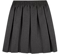 RASH ACCESSORIES Gonna per uniforme scolastica, per ragazze per il rientro a scuola, scatola pieghettata, rotonda, elasticizzata in vita, età 2-16 anni, Grigio, 9-10 Anni