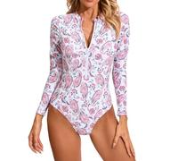 Rash Guard Costumi da Bagno da Donna per Le Donne Quick Dry One-Piece Costumi da Bagno Donna con Zip Up Surf Suit Manica Lunga Elastico Costume Donna Piscina Sportivo