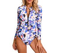 Rash Guard Costumi da Bagno da Donna per Le Donne Quick Dry One-Piece Costumi da Bagno Donna con Zip Up Surf Suit Manica Lunga Elastico Costume Donna Piscina Sportivo