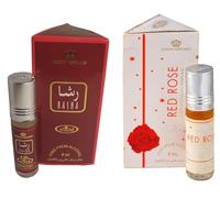 Rasha & Red Rose Concentrated Perfume Oil Roll-On Combo Pack of 2 (6ml Each) | Long Lasting Alcohol-Free Attar for Men & Women