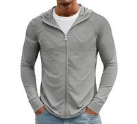 Rashguard Uomo, Tecnica Maniche Lunghe Rashguard Traspirante Trekking Sun Hoodie Rash Guard Solare Maglie Sportiva UPF 50 Nuoto Slim Fit Estivo Maglia UPF 50, Felpe Maglietta Running Uomo, L