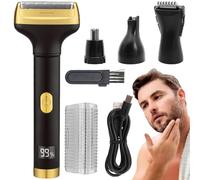 Rasoi elettrici da uomo, Rasoio a lamina indolore 4 in 1 con display LED, Regolabarba ricaricabile a batteria per uomo Viso Naso Sopracciglia Capelli, Rasoi lamina per, Rasoio