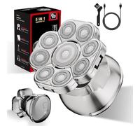 Rasoi per testa calva 9D da uomo, 5 in 1, ricaricabile, senza fili, per barba/naso/basette, display a LED, rasoio per testa calva bagnata/asciutta, IPX7, impermeabile, kit per toelettatura da uomo