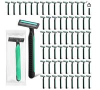 Rasoi usa e getta in massa, rasoi confezionati singolarmente, rasoi a doppia lama con cappuccio di sicurezza trasparente, rasoi per senzatetto, hotel, Air Bnb, rifugio/senzatetto/viaggi (50)