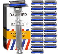Rasoio 3 lame da uomo con 20 ricariche di Monsieur BARBIER | Kit di rasatura manuale LE CHALLENGER | Compatibile con manico MACH3® | Ideale per pelli sensibili