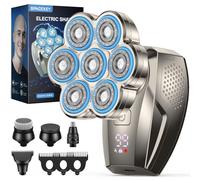 Rasoio 7D per uomini calvi, rasoio elettrico magnetico staccabile 5 in 1, IPX7, impermeabile, per uso bagnato/asciutto, kit per la rasatura per balder, display a LED, ricarica di tipo C