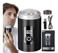 Rasoio a lamina - Mini rasoio compatto, ricaricabile tramite USB, dispositivo di rasatura elettrico impermeabile a secco con testine galleggianti per un taglio liscio della barba, design tascabile