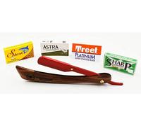 Rasoio a Mano Libera Spartacus New di Roman Empire Shaving | Rasoio per Uomo Professionale da Barbiere per Barba, Baffi e Contorni con Set di 20 Lamette (Astra-Sharp-Shark-Treet)