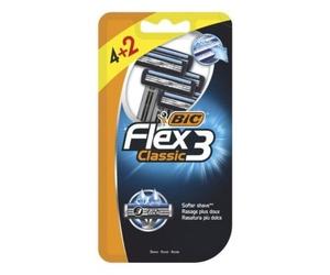 Rasoio BIC Flex3 Classic a 3 lame all'Aloe Vera, confezione da 6