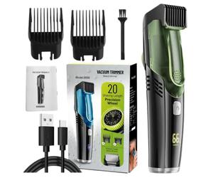 Rasoio Da Barba A Vuoto, Trimmer Da Barba Regolabile Per Gli Uomini | Rasoio Da Barba Impermeabile IPX6 Con 2 Pettini, Trimmer Da Barba Vuoto Per Gli Uomini, Rasoio Da Barba Ricaricabl