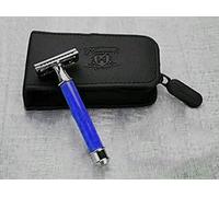 Rasoio di sicurezza da uomo Shave DE con manico in alluminio a doppio taglio Blue Edition di Haryali London