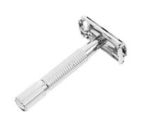 Rasoio di Sicurezza Manuale da Barba Uomo a Manico lungo Acciaio | Rasatura Precisa Design Sigillato Abs Scorrimento Fluido e Lega Inossidabile Argento