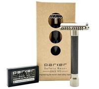 Rasoio di sicurezza Parker, LA VARIANTE OPEN COMB - Double Edge REGOLABILE, personalizza la tua rasatura ruotando il quadrante da lieve ad aggressivo - 5 lame incluse (Grigio grafite)