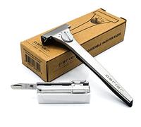 Rasoio di sicurezza regolabile Parker Injector - Rasoio di sicurezza regolabile a bordo singolo - 20 lamette Parker Injector incluse - Personalizza la tua rasatura con una rotazione della manopola