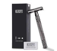 Rasoio di sicurezza vintage classico a doppio bordo da uomo, design a pettine aperto a farfalla ponderato con lame extra 10 Keropy - Rasoio in acciaio inossidabile per una rasatura liscia e liscia