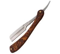 Rasoio Diritto Pieghevole in Acciaio Inox Manico di Legno | Controllo Preciso, Rasatura Pulita e Liscia, Stile Vintage Marrone, per Casa e Uso Commerciale