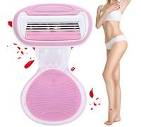 Rasoio donna 4 lame, extra liscio, compatto, Flexball, con custodia viaggio, marca Brrnoo, stile contemporaneo, in acciaio inossidabile, per donne, rosa, per pelle sensibile, testina girevole