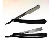 Rasoio Dritto Manuale da Barba, Metallo Nero, 2 Pezzi | Rasatura Precisa per Barba e Chioma Corti, Glide Fluido, Meno Irritazione, in Viaggio e Salone
