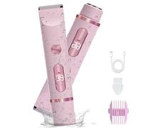 Rasoio elettrico 2 in 1 da donna IPX7 impermeabile per viso, gambe e ascelle, uso umido/asciutto - Depilazione senza fili per pelli sensibili (rosa)
