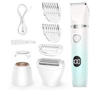 Rasoio elettrico 3 in 1 da donna, rasoio elettrico ricaricabile indolore, rasoio pubico e facciale per pelli sensibili, labbra, braccia, gambe, con display a LED
