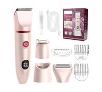Rasoio elettrico 3 in 1 per uomo, indolore, per bikini, da donna, ricaricabile tramite USB, display LCD, kit per la cura del corpo bagnato/asciutto, per donne, viso, gambe, ascelle (rosa)