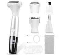 Rasoio elettrico 5 in 1 da donna, impermeabile, ricaricabile, per il taglio del corpo, viso, bikini, design portatile senza fili, lavanda