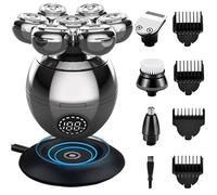 Rasoio elettrico 5 in 1 da uomo a 7 teste, per uomini calvi, rasoio elettrico multifunzionale da uomo, ricaricabile, senza fili, kit per la toelettatura dei capelli