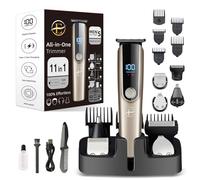 Rasoio elettrico 5 in 1, rasoio elettrico da uomo, rasoio per naso con display a LED, kit per la cura del viso e baffi senza fili, rasoio ricaricabile (oro)